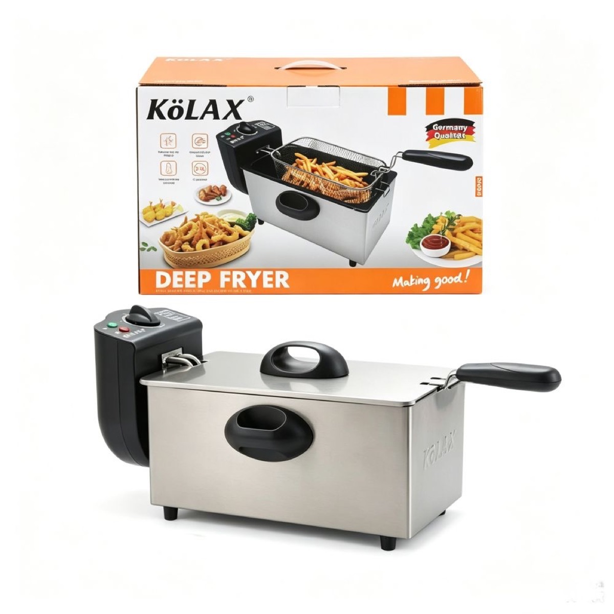 KöLAX 3 Liter Electric Deep Fryer with Adjustable Temperature, Stainless Steel