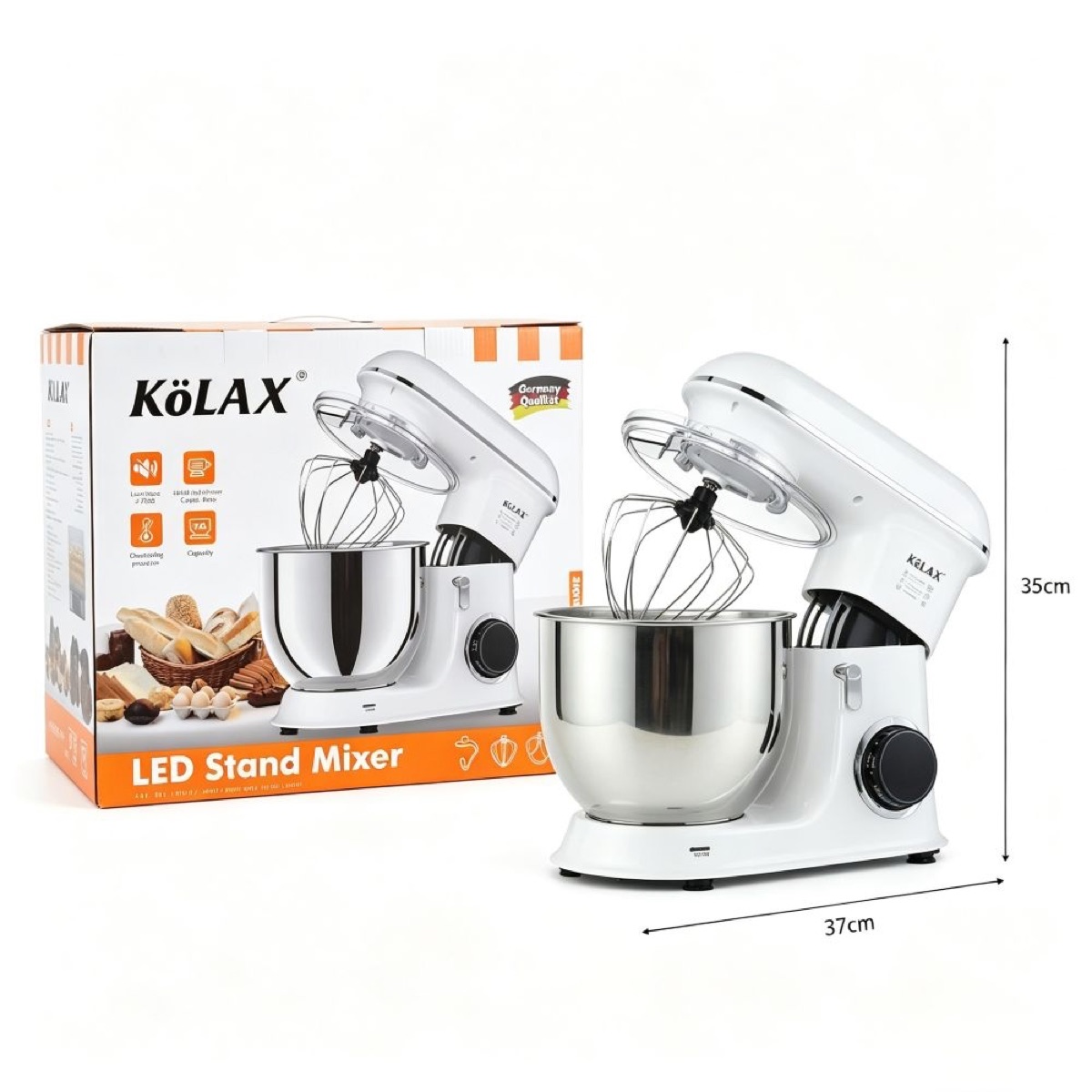KöLAX Stand Mixer,7.8L 2000W 6-Speed Tilt-Head Food Mixer, Kitchen Electric Mixer with Dough Hook, Wire Whip & Beater